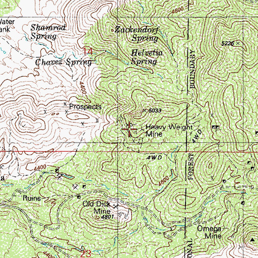 Topographic Map of Heavy Weight Mine, AZ