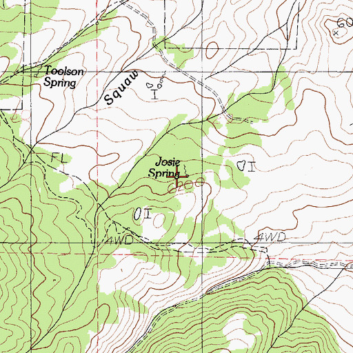 Topographic Map of Josie Spring, ID