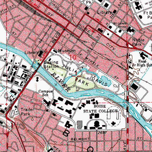 Topographic Map of Julia Davis Park, ID