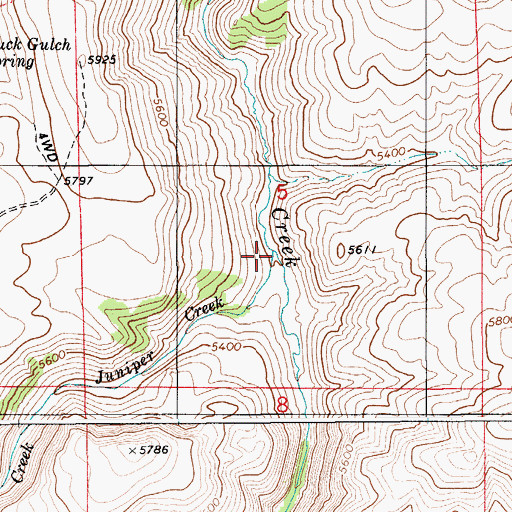 Topographic Map of Juniper Creek, ID