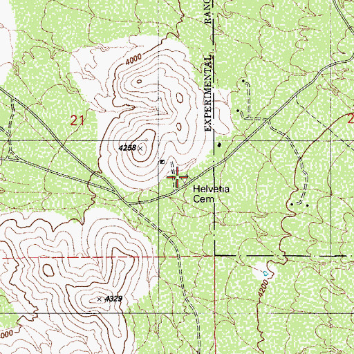 Topographic Map of Helvetia Cemetery, AZ