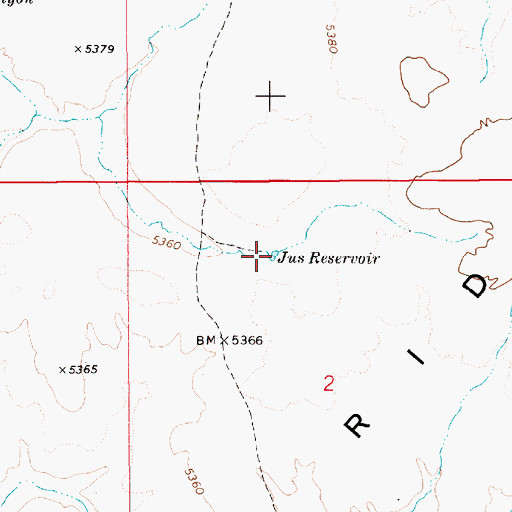 Topographic Map of Jus Reservoir, ID