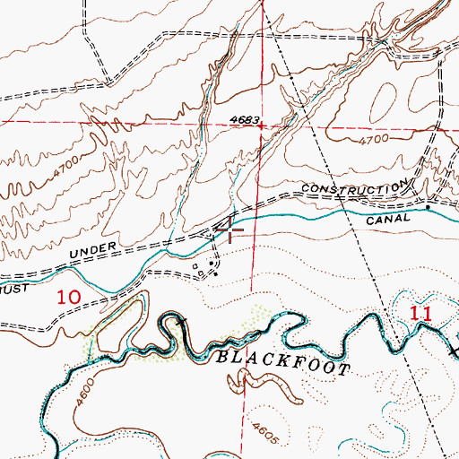 Topographic Map of Just Canal, ID