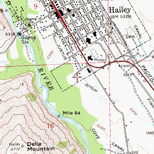 Topographic Map of Justus Ditch, ID