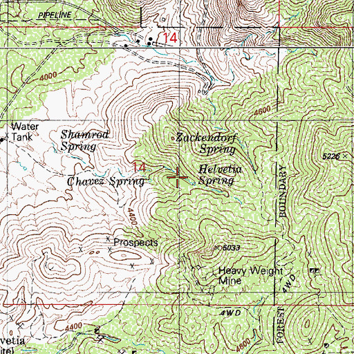 Topographic Map of Helvetia Spring, AZ