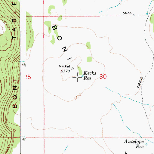 Topographic Map of Kecks Reservoir, ID