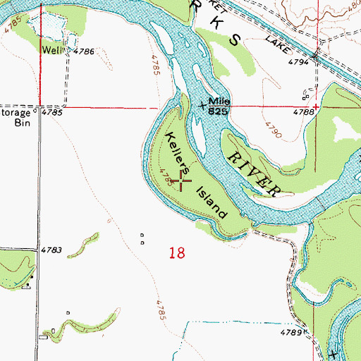 Topographic Map of Kellers Island, ID