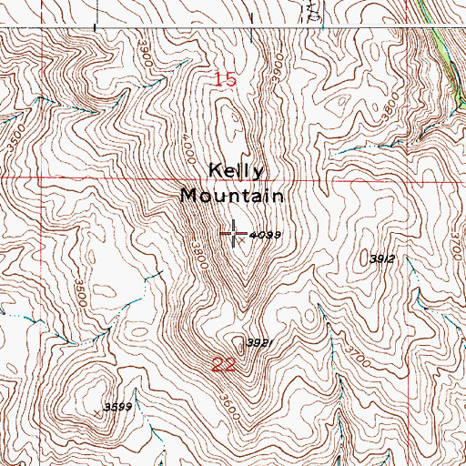 Topographic Map of Kelly Mountain, ID