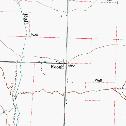 Topographic Map of Keogh, ID