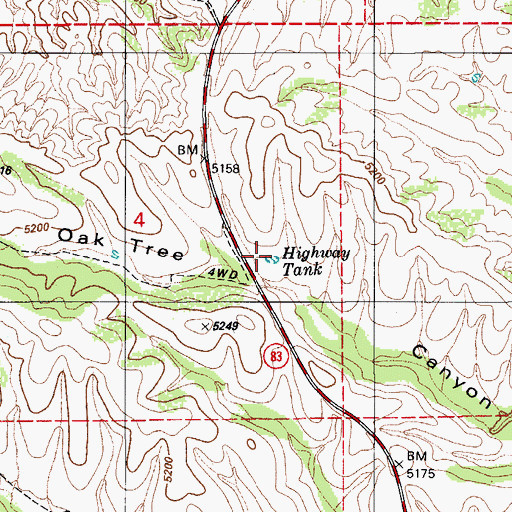 Topographic Map of Highway Tank, AZ