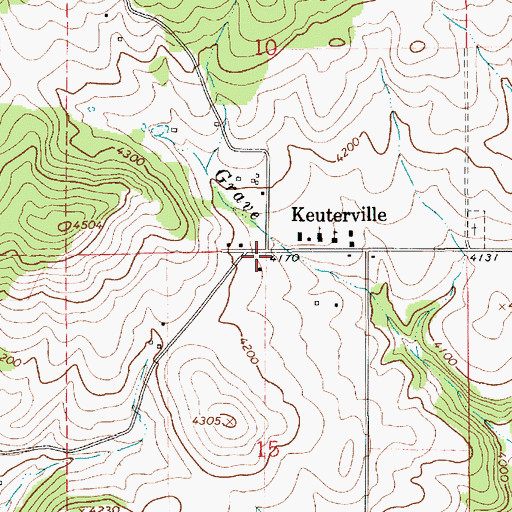 Topographic Map of Keuterville, ID