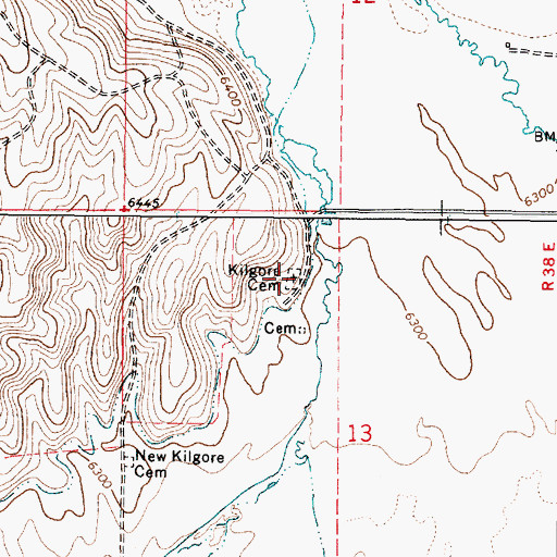 Topographic Map of Kilgore Cemetery, ID