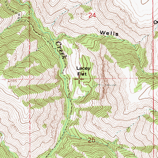 Topographic Map of Lacey Flat, ID
