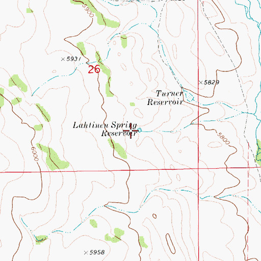 Topographic Map of Lahtinen Spring Reservoir, ID