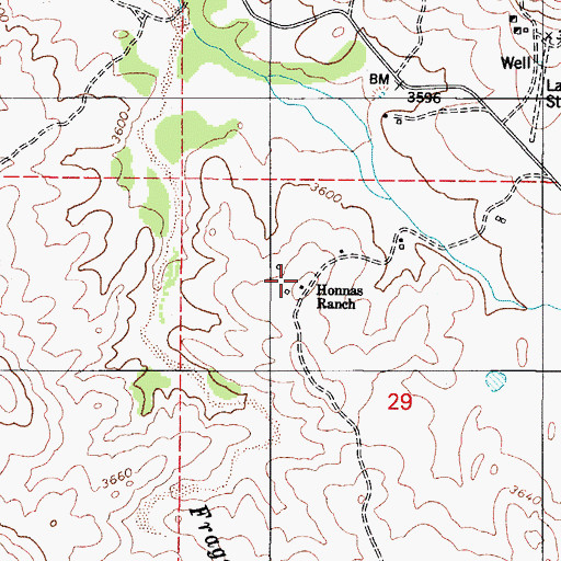 Topographic Map of Honnas Ranch, AZ