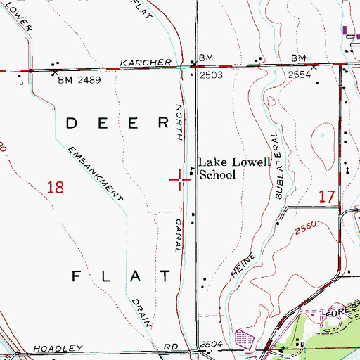 Topographic Map of Lake Lowell School, ID