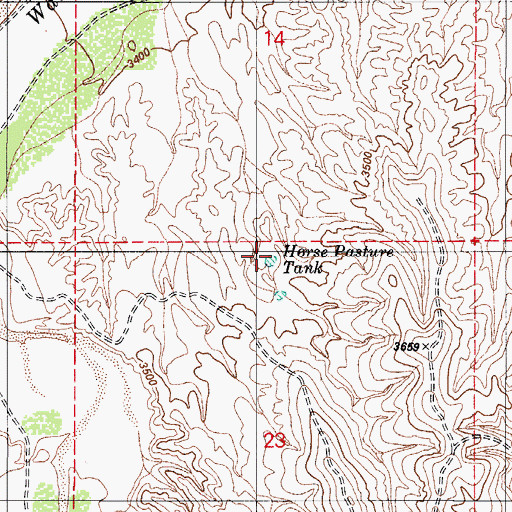 Topographic Map of Horse Pasture Tank, AZ