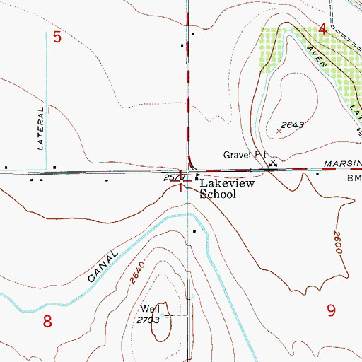 Topographic Map of Lakeview School, ID