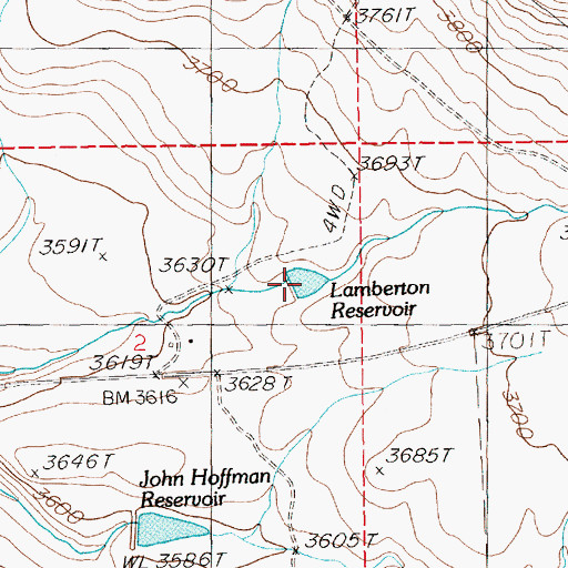 Topographic Map of Lamberton Reservoir, ID