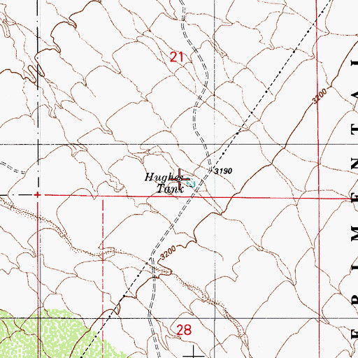 Topographic Map of Hughes Tank, AZ