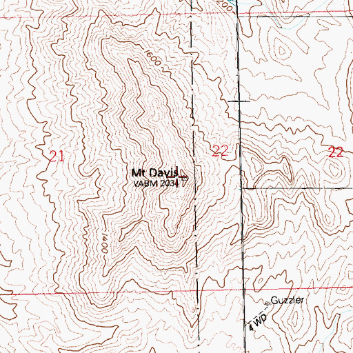 Topographic Map of Mount Davis, AZ