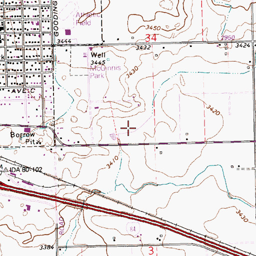 Topographic Map of Lateral W-9, ID