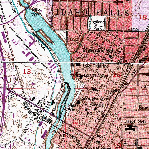 Topographic Map of Latter Day Saint Hospital, ID