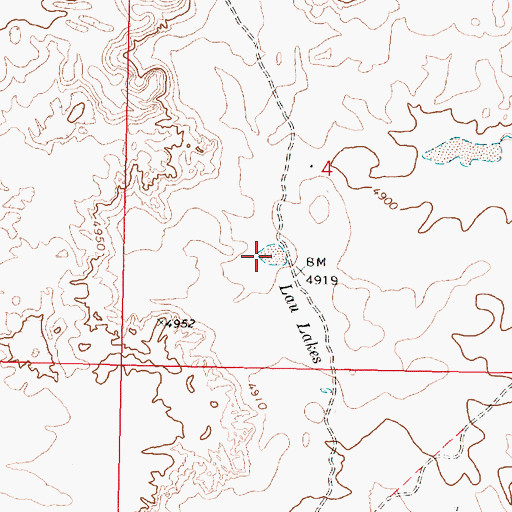 Topographic Map of Lau Lakes, ID