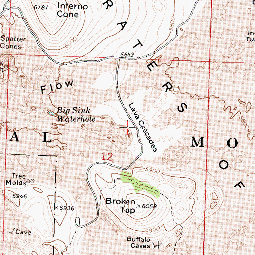 Topographic Map of Lava Cascades, ID