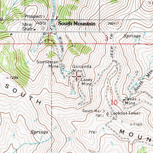 Topographic Map of Laxey Mine, ID