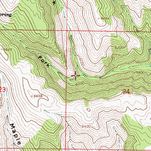 Topographic Map of Left Fork Brush Canyon, ID