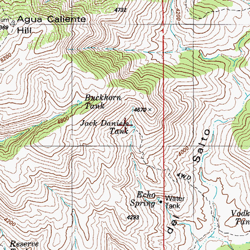Topographic Map of Jack Daniels Tank, AZ