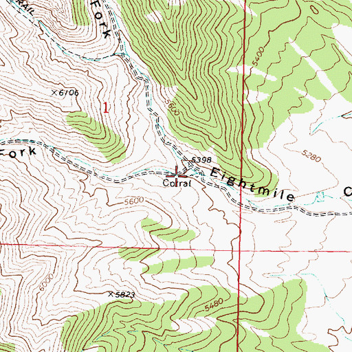 Topographic Map of Left Fork Eightmile Canyon, ID