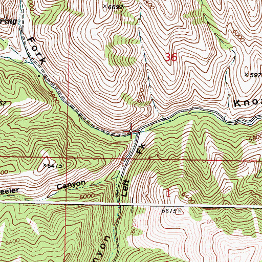 Topographic Map of Left Fork Knox Canyon, ID
