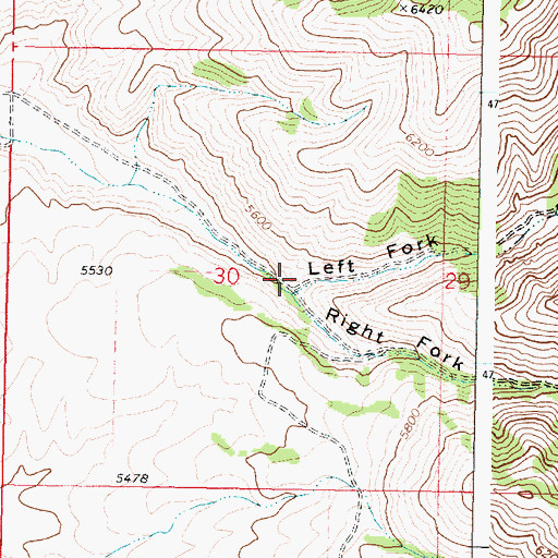 Topographic Map of Left Fork Sand Hollow, ID