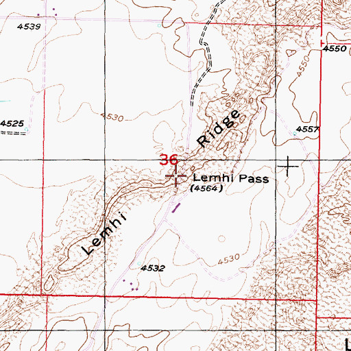Topographic Map of Lemhi Pass, ID