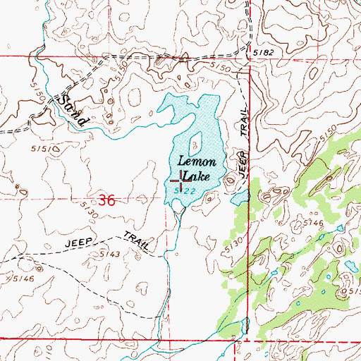 Topographic Map of Lemon Lake, ID