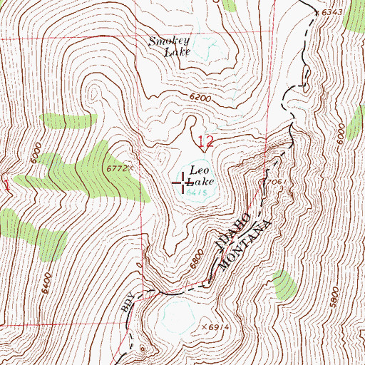 Topographic Map of Leo Lake, ID