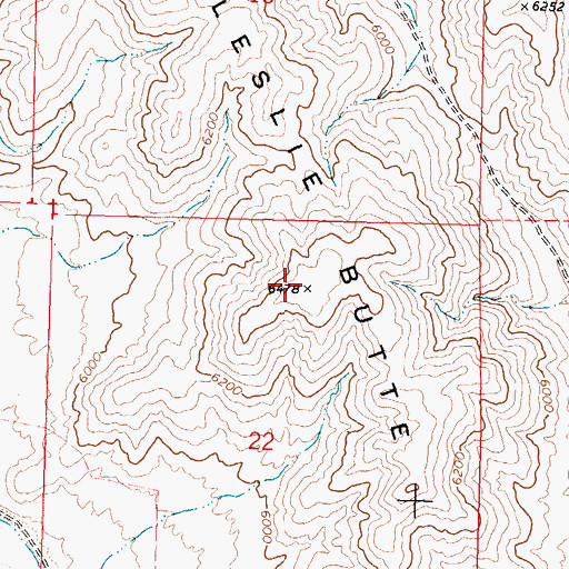 Topographic Map of Leslie Butte, ID