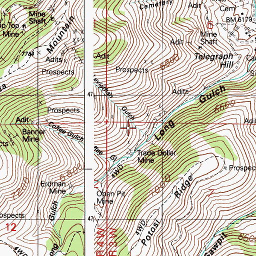 Topographic Map of Leviathan Gulch, ID