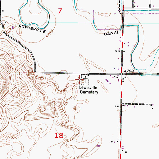Topographic Map of Lewisville Cemetery, ID