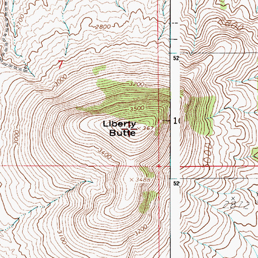 Topographic Map of Liberty Butte, ID