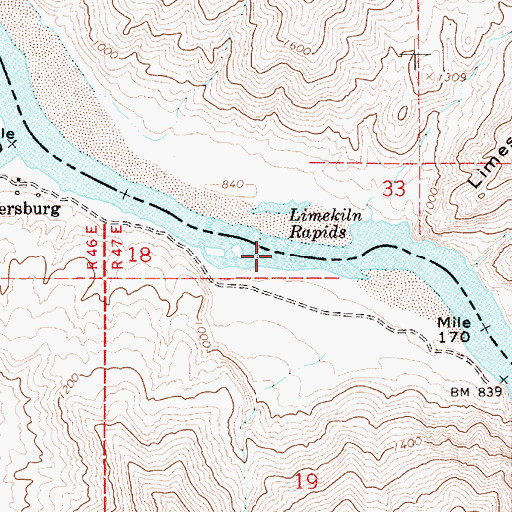 Topographic Map of Limekiln Rapids, WA