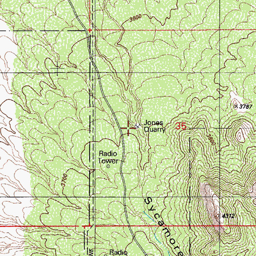 Topographic Map of Jones Quarry, AZ