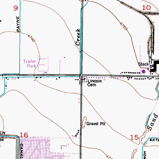 Topographic Map of Lincoln Cemetery, ID