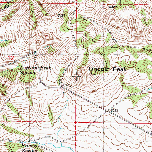 Topographic Map of Lincoln Peak, ID