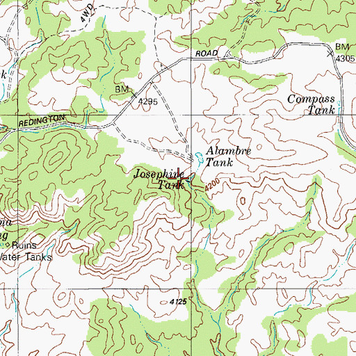 Topographic Map of Josephine Tank, AZ