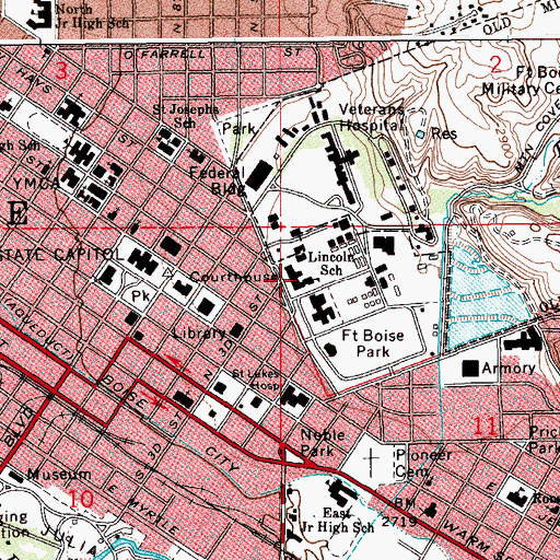 Topographic Map of Lincoln School, ID