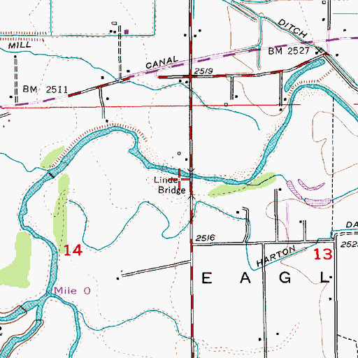 Topographic Map of Linder Bridge, ID