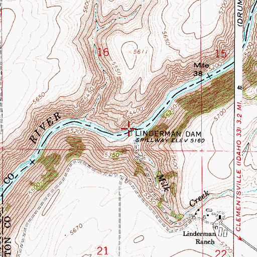 Topographic Map of Linderman Dam, ID